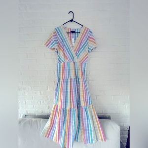 JCrew Rainbow Stripe Midi Dress BNWT - Size 10
